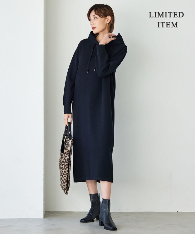 ICB 【WEB限定・洗える】 ヴィスコースポリエステルスムース ワンピース ブラック系