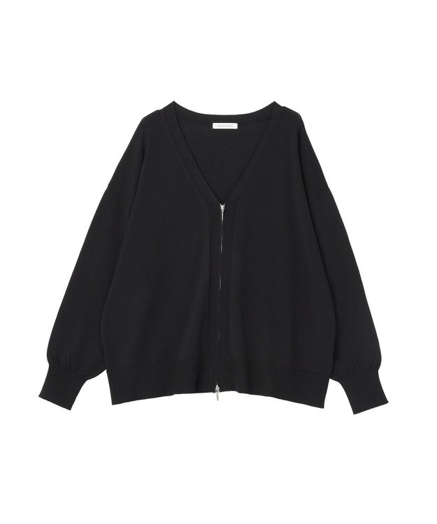 Green Parks ＶネックＺＩＰカーディガン Black