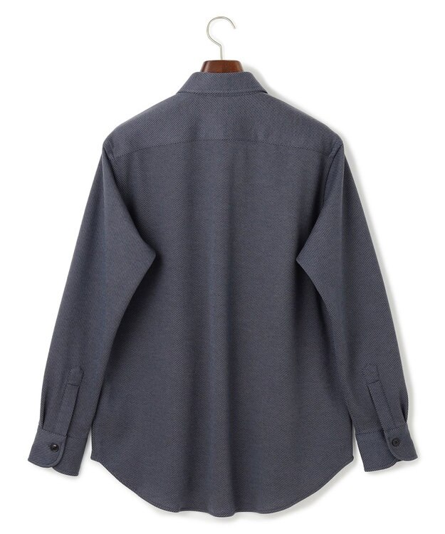 J.PRESS MEN ウールコットン ダブルカバーツイルシャツ ネイビー系