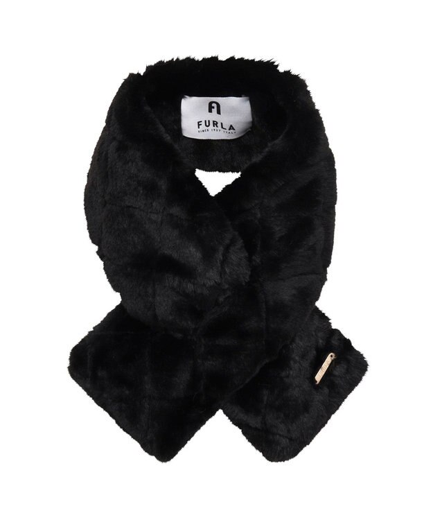 MOONBAT FURLA フェイクファーキルティング風マフラー ブラック