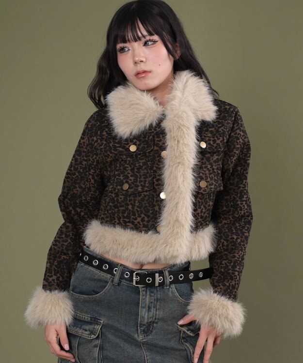 WEGO マルチポケットファーJKT 柄1