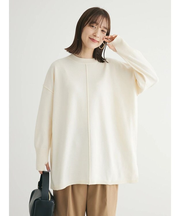 Green Parks もちやわ　ニットチュニック Off White