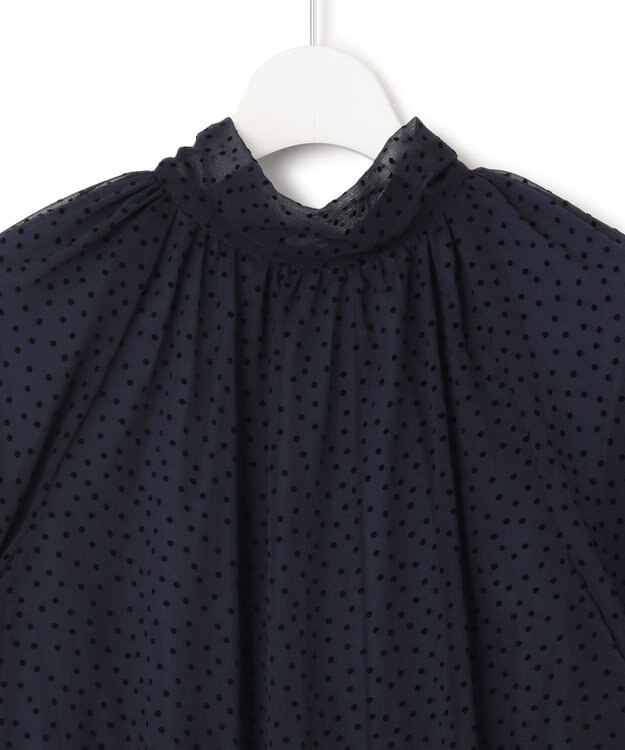 23区 S 【APPLAUDIR】シアードットフロッキー ドレス ネイビー系