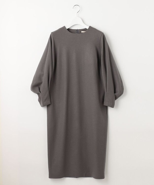 自由区 【WEB限定】ウールミルドジャージー スリーブコンシャスワンピース グレー系