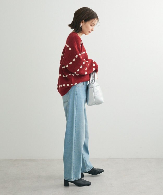 Green Parks ・ｓｗｉｎｇ　ｂｙ　ハートクルーネックニット Red