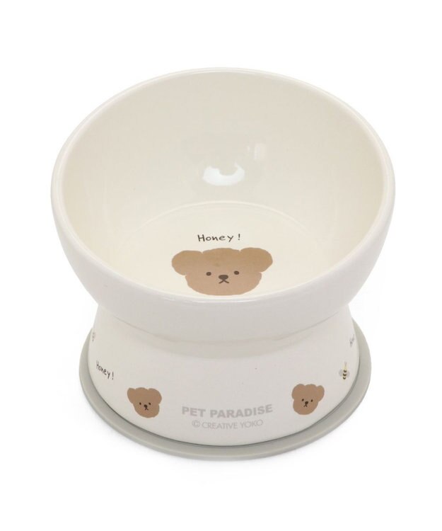 PET PARADISE 高さのある フードボウル《いちご柄 / くま柄》  陶器 くま