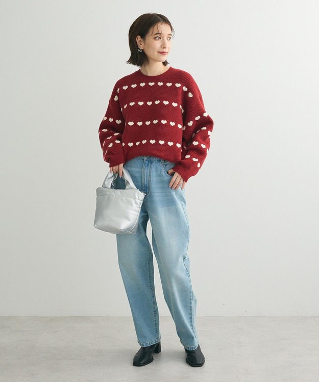 Green Parks ・ｓｗｉｎｇ　ｂｙ　ハートクルーネックニット Red