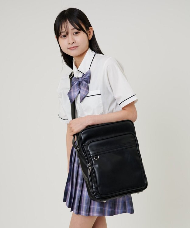 WEGO 【SCHOOLITEM】PUスクールショルダーバッグ ブラック