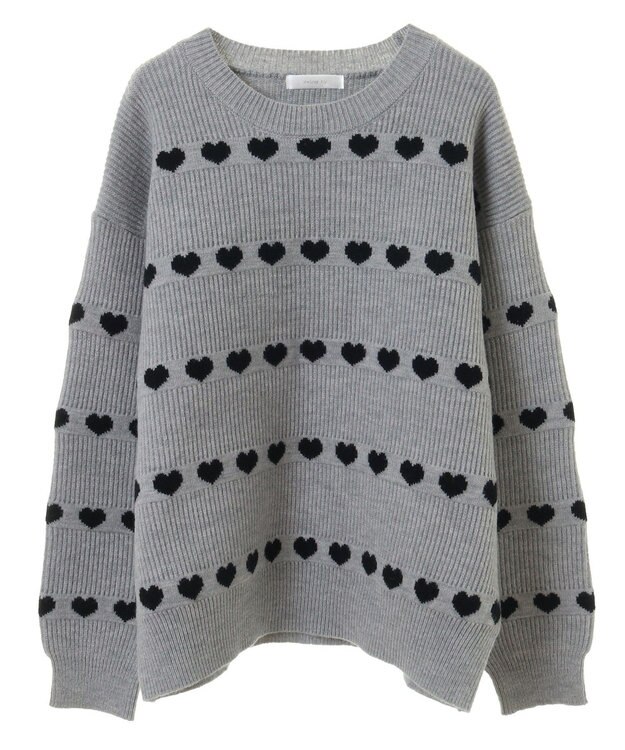 Green Parks ・ｓｗｉｎｇ　ｂｙ　ハートクルーネックニット Gray