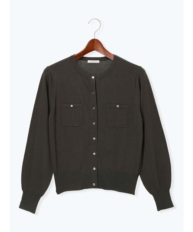 Te chichi ポケットデザインクルーネックカーディガン ブラック