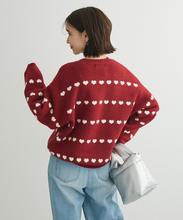 Green Parks ・ｓｗｉｎｇ　ｂｙ　ハートクルーネックニット Red