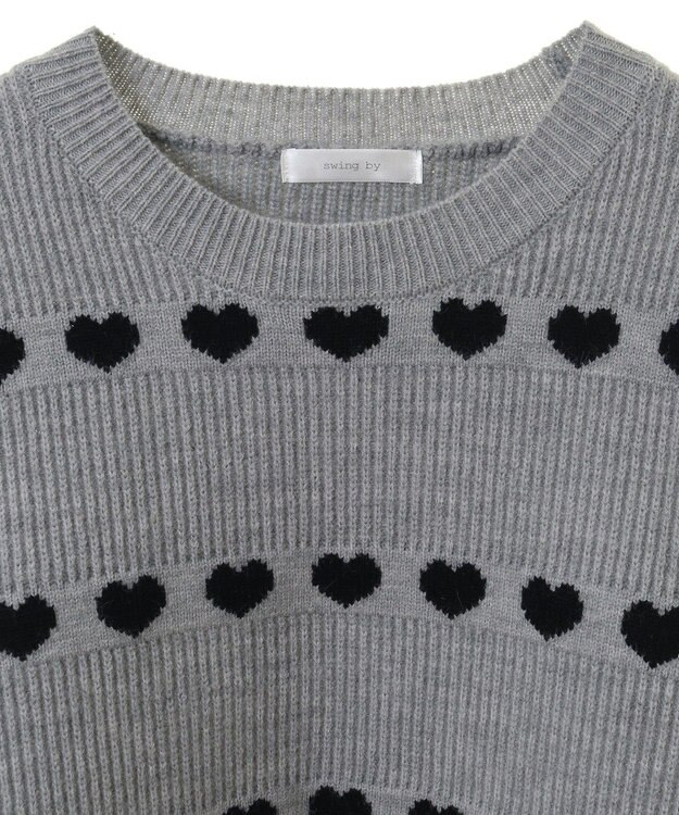 Green Parks ・ｓｗｉｎｇ　ｂｙ　ハートクルーネックニット Gray