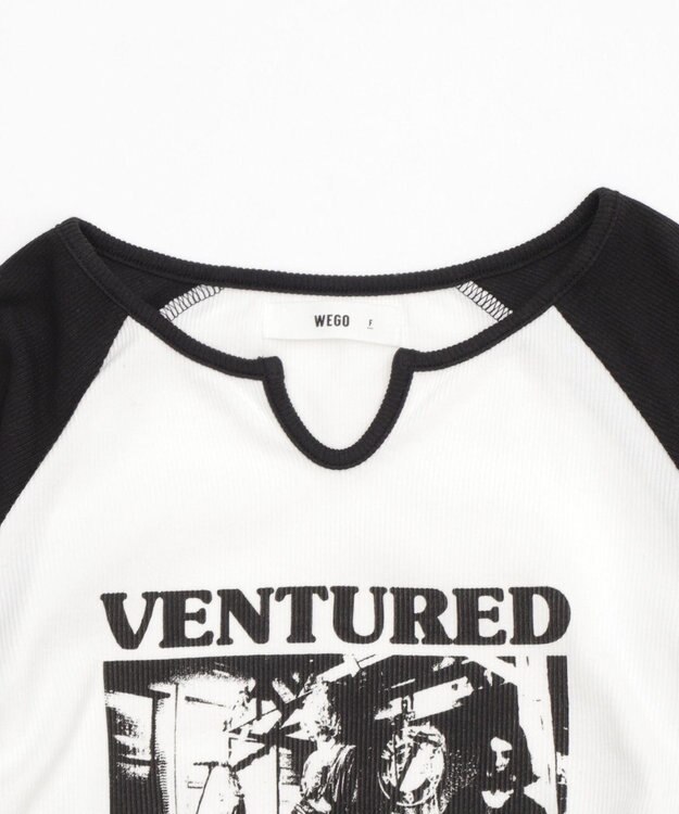 WEGO キーネックサイドドロストラグランロンT ブラック