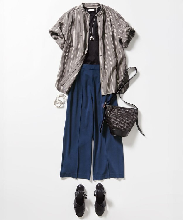 自由区 【カタログ掲載・洗える】クロッシェポケット Tシャツ ブラック