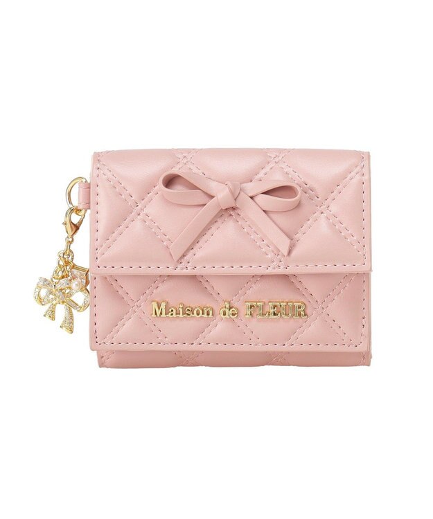 Maison de FLEUR リボンチャームキルティングプチウォレット Pink