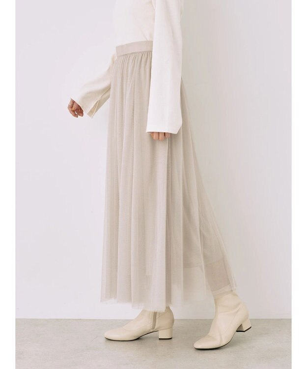 earth music&ecology チュールスカート Beige