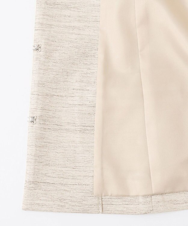 J.PRESS LADIES S ライトツイードストレッチ ノーカラー ジャケット ベージュ系1