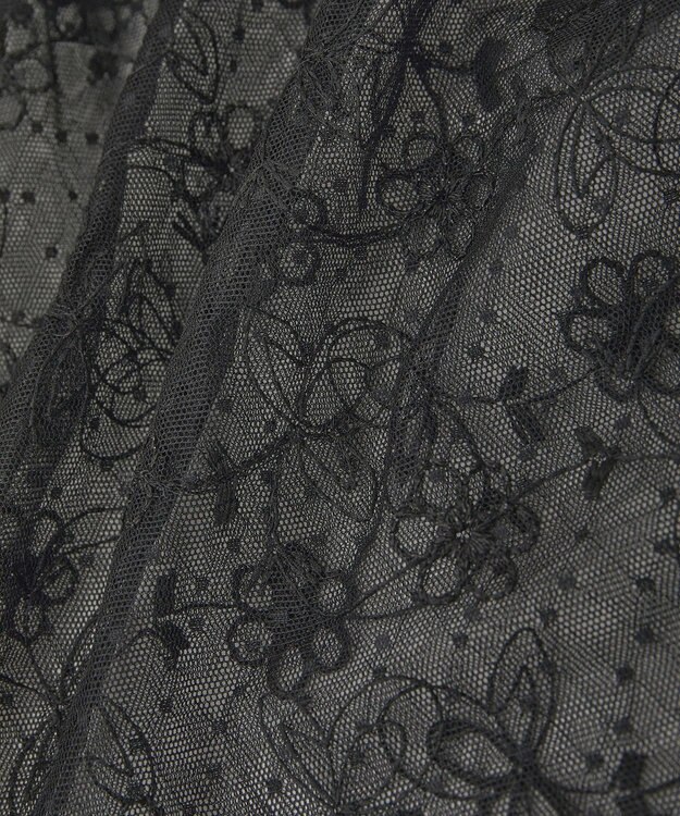 earth music&ecology フラワー刺繍レイヤードスカート Black