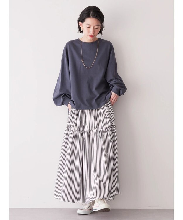 AMERICAN HOLIC ティアードギャザースカート Stripe