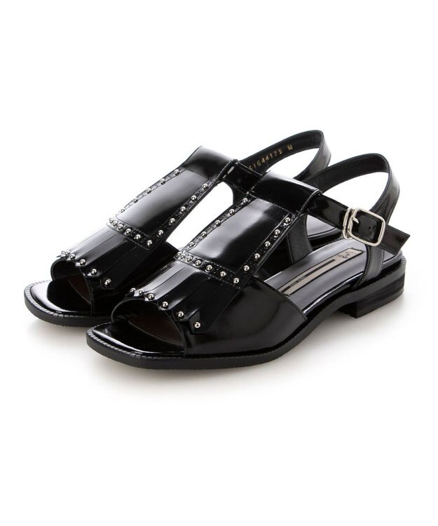 ing <ing>スタッズ付きキルトタッセルサンダル ブラック