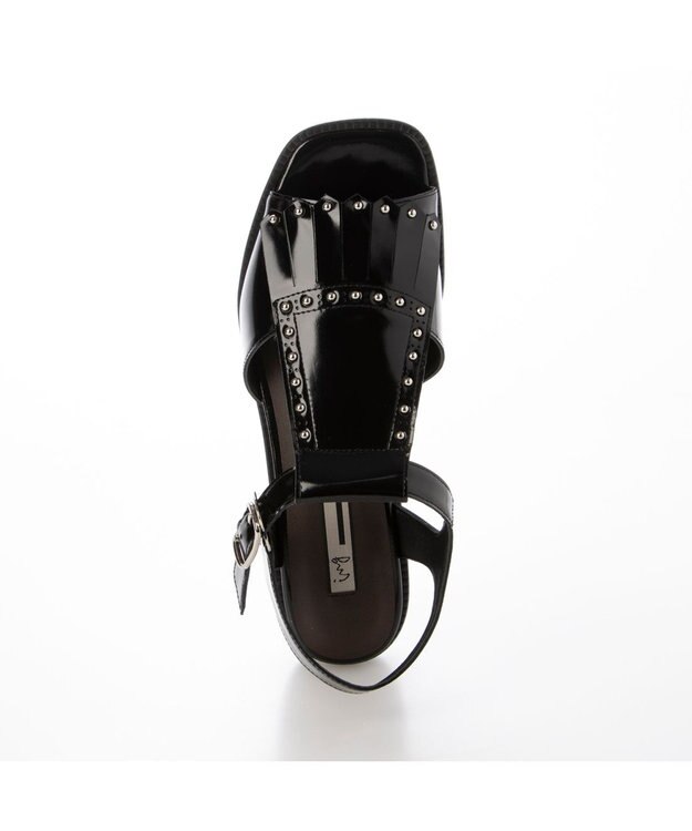 ing <ing>スタッズ付きキルトタッセルサンダル ブラック