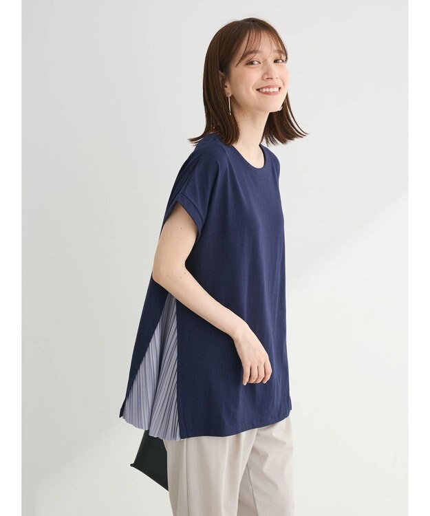 Green Parks 脇プリーツドッキングチュニック Navy