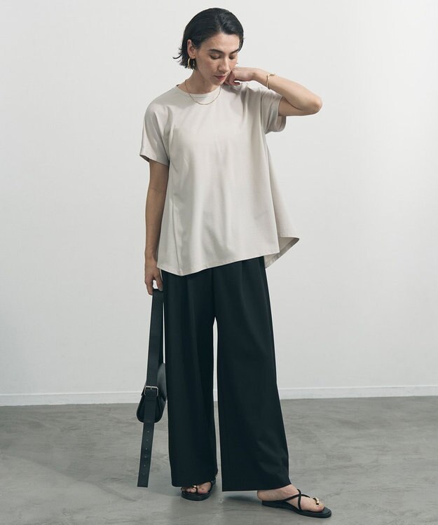 UNFILO L 【セットアップ着用可】マイビューティ 側章ワイドパンツ ブラック