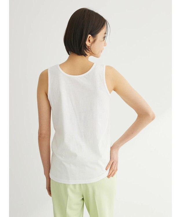 Green Parks インド綿 SET２点 刺繍７分丈ブラウス＋タンクトップ Off White