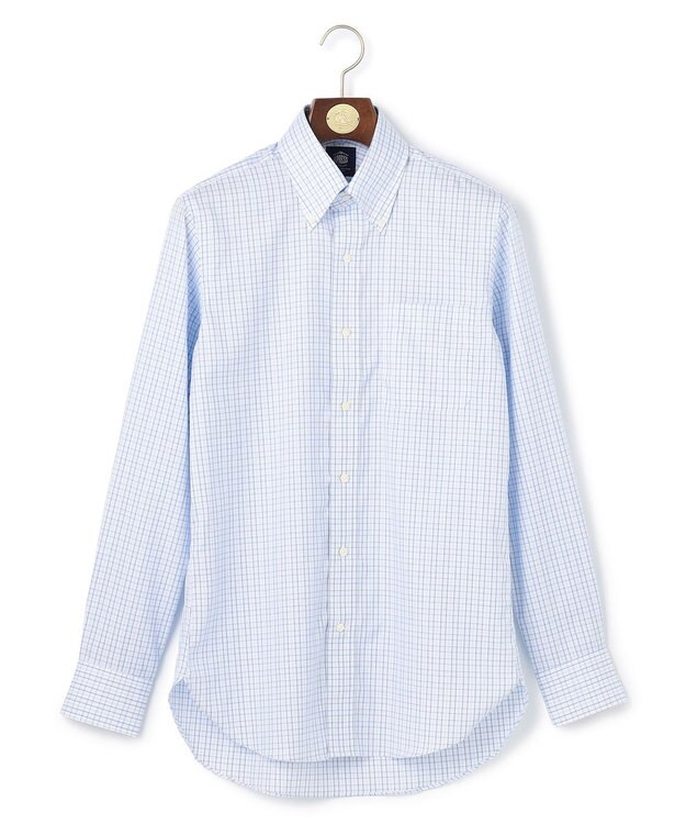 J.PRESS MEN 【PREMIUM PLEATS / 形態安定】タッタソールチェック ドレスシャツ / B.D. サックスブルー系3