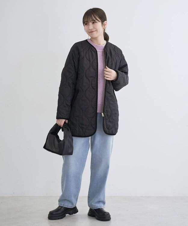 Green Parks ベロアモールモックネックニットプルオーバー Pink