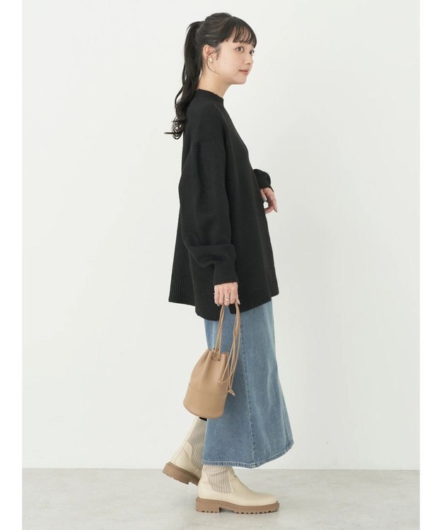 earth music&ecology ＦＬＵＦＦＹハイネックチュニック Black