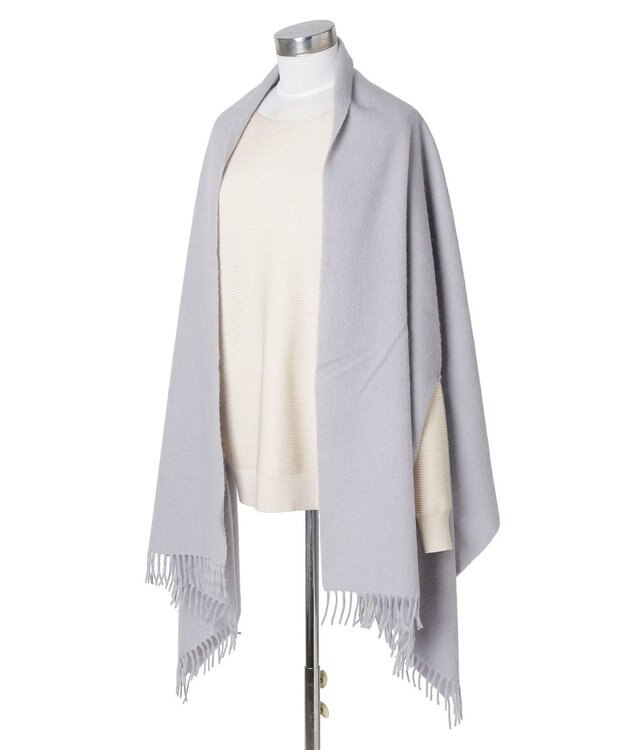 MOONBAT MACKINTOSH PHILOSOPHY ウール100%超大判無地ポンチョストール／幅70cm ライトグレー