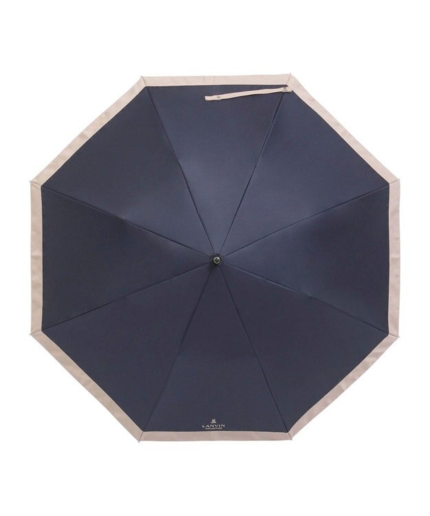 MOONBAT 【遮光/晴雨兼用日傘】LANVIN COLLECTION (ランバン コレクション)グログランリボン バイカラー 遮熱 UV 折りたたみ傘 楽折 ディープブルー