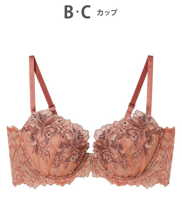 AMPHI ブラジャー ふっくらまる胸キープ 脇高設計 脇・背中スッキリ Gカップまで対応 大きいサイズ 【Hold Day Bra ホールドデイブラ】 BYJ305 アンフィ／ワコール ピーチ