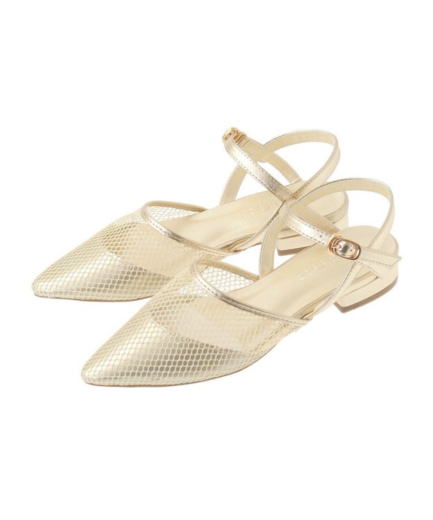 Green Parks ＲＵＰＩＳポインテットメッシュストライプサンダル Gold