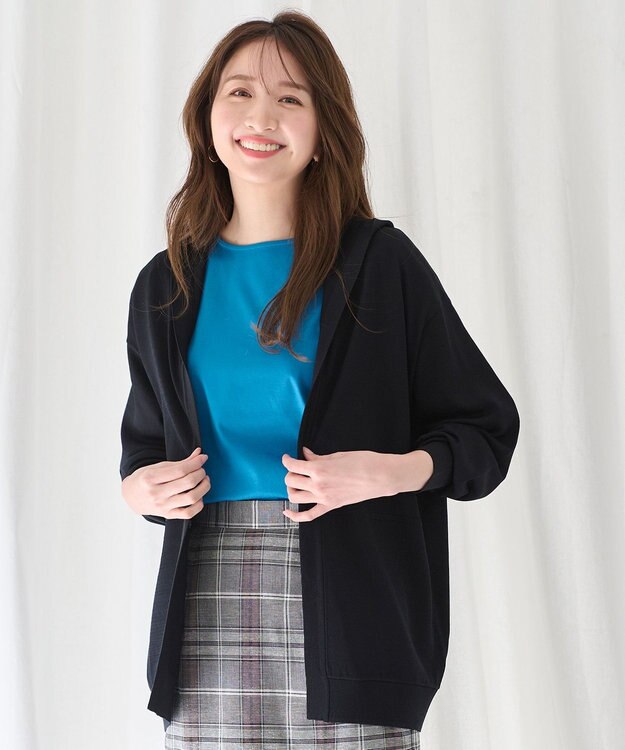 ANY L 【接触冷感/UVケア/アンチピリング】フーディーカーディガン ブラック