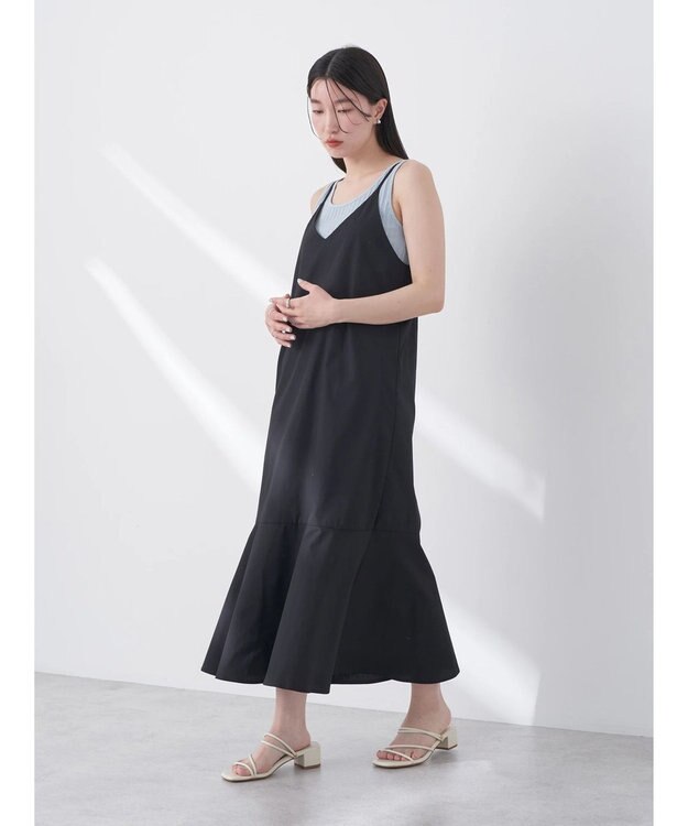 earth music&ecology Ｖネック裾切替キャミワンピース Black