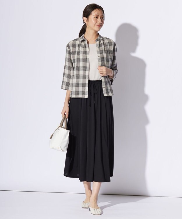 J.PRESS LADIES L ワイドリブジャージー ノースリーブ カットソー グレージュ系