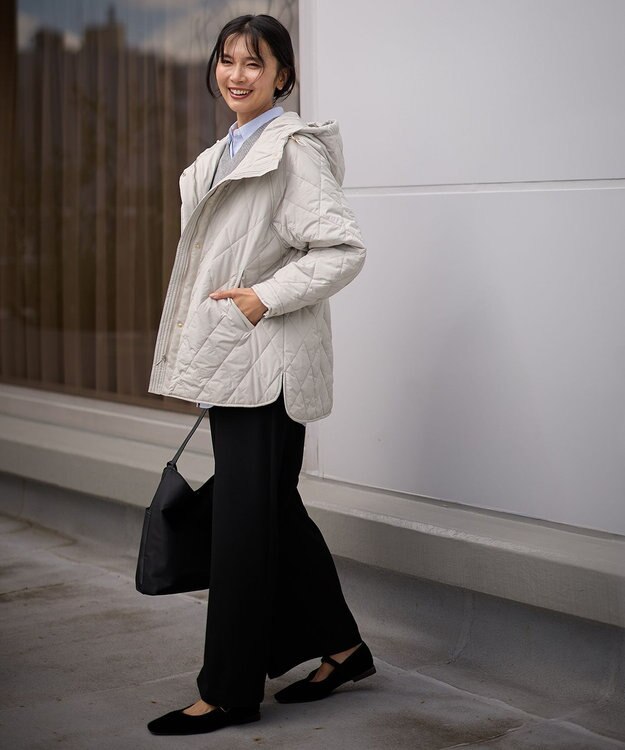 ANY 【洗濯機可/撥水】ダイヤキルトブルゾン ライトグレー