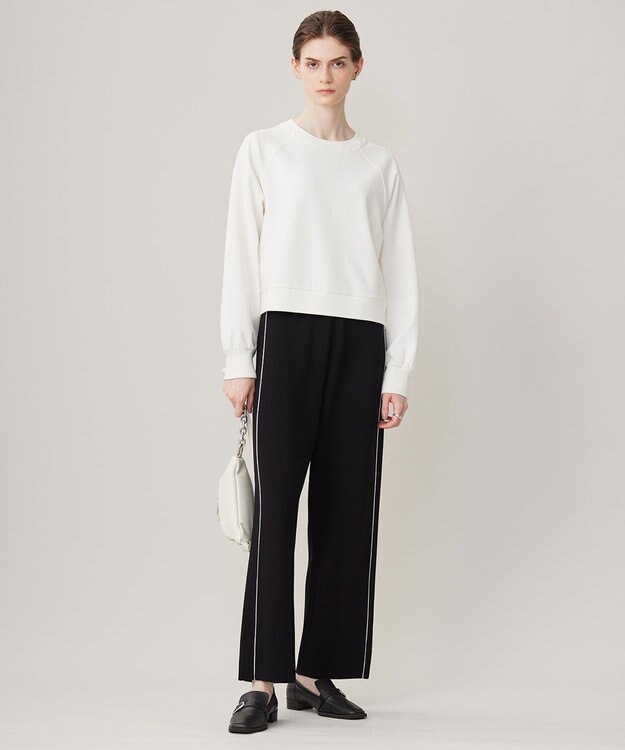 ICB 【洗える】シンセティックダブルフェイス  ニットトラックパンツ ブラック系