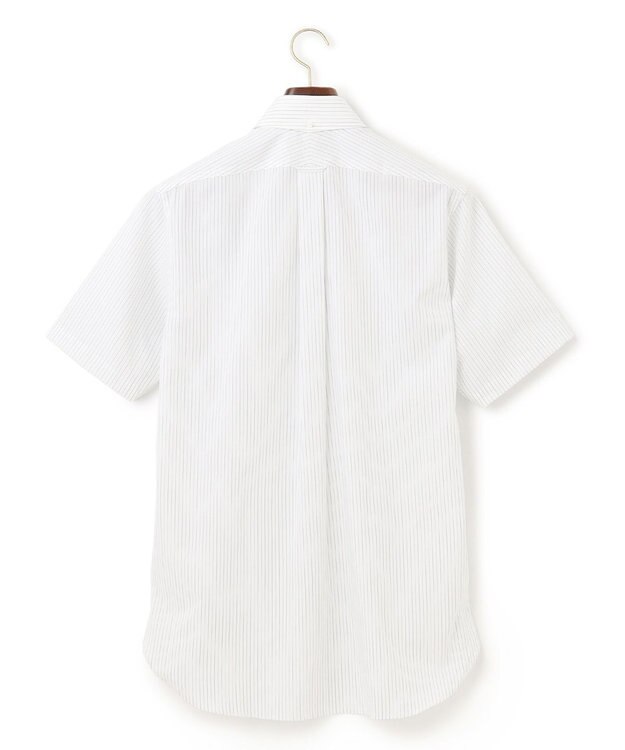 J.PRESS MEN 【EXTRA COMFORT / 形態安定・ストレッチ・抗菌防臭・速乾】ピンオックス オルタネートストライプ 半袖シャツ/B.D. グリーン系1