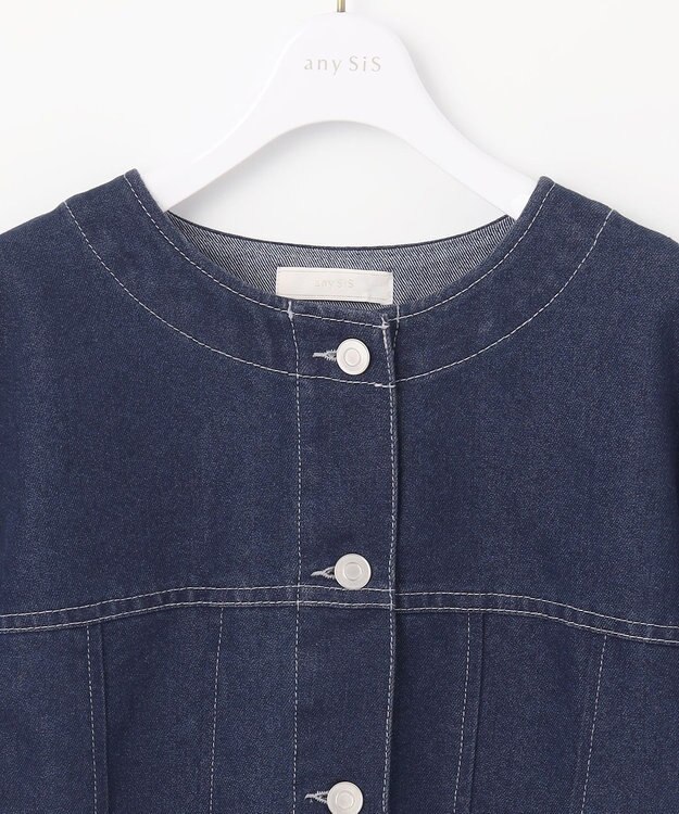 ANY SIS 【洗える】ノーカラーショート Ｇジャン インディゴ