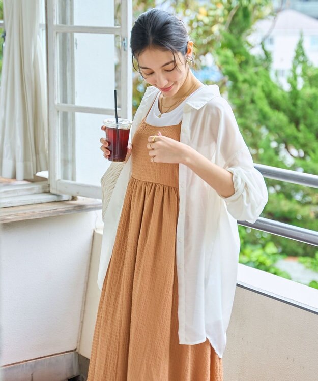 WEGO 【シワになりにくい/手洗い可】シアーBIGシャツ ホワイト