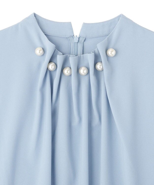 YECCA VECCA パールタックフレンチスリーブブラウス Light Blue