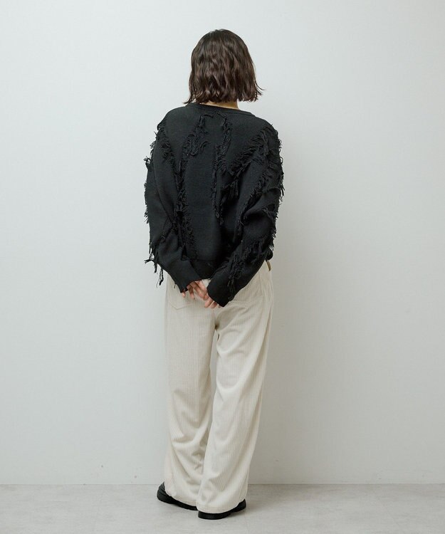 Green Parks フリンジニットプルオーバー Black