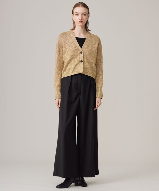 ICB 【洗える】リッチシャインニット カーディガン ゴールド系