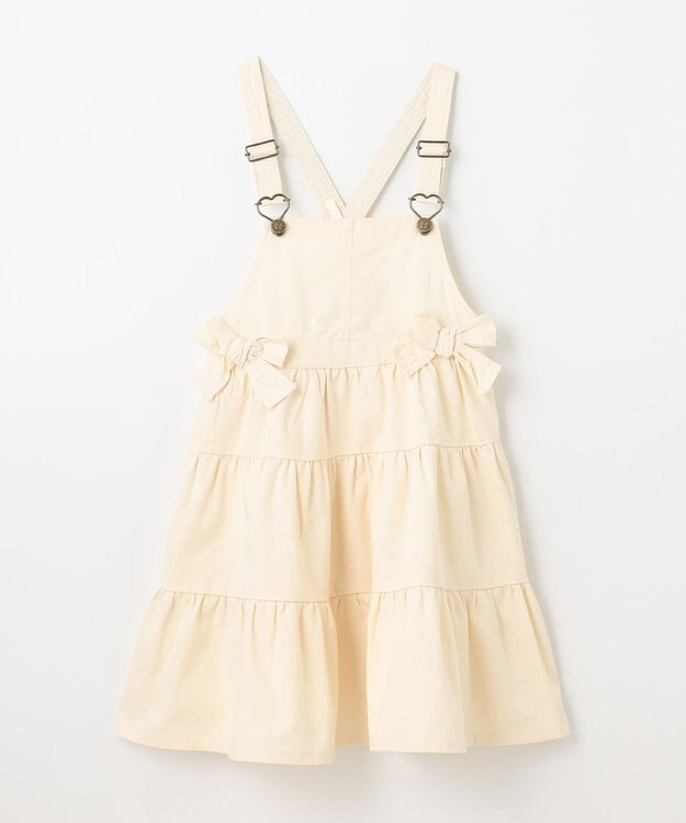 ANY KIDS ティアード デニムジャンパースカート エクリュ