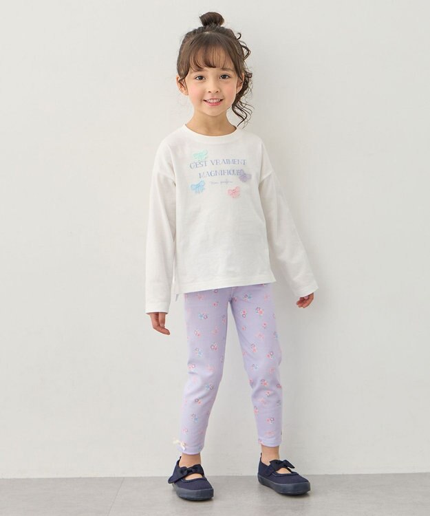 ANY KIDS 【綿100%】ロゴプリント 長袖Tシャツ オフホワイト