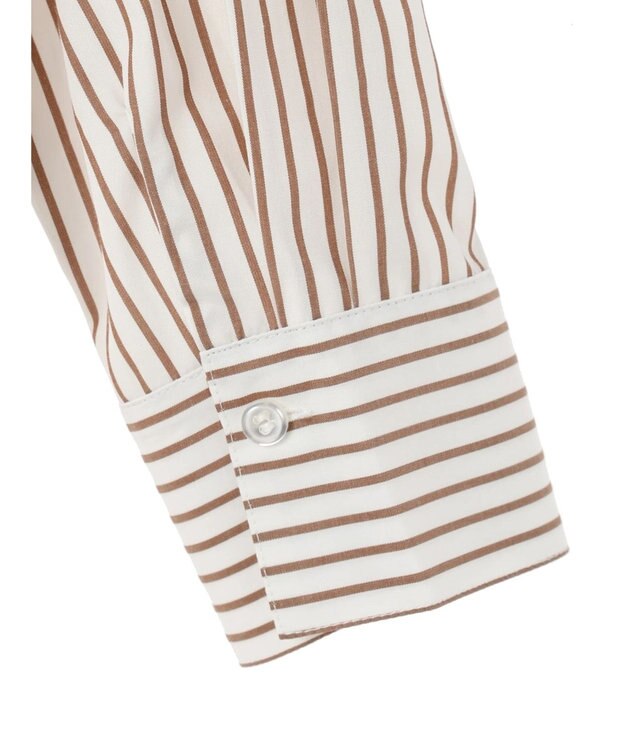 earth music&ecology ボウタイシャツワンピース Stripe Brown