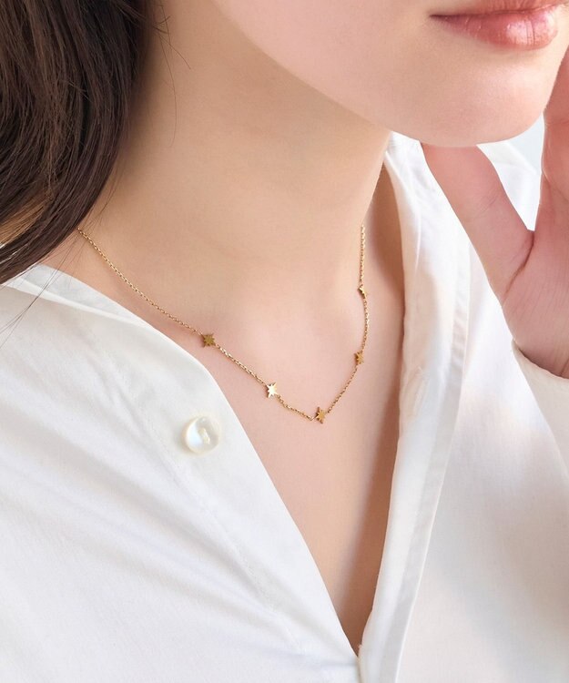 Phoebe <オンワード限定セット>【金属アレルギー対応】シューティングスターステーションネックレス×ワンタッチドレープイヤーカフ/サージカルステンレス ゴールド